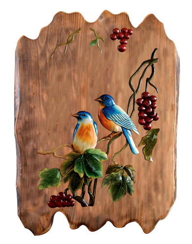 Bluebirds Hand Crafted Intarsia Wood Art Wall Hanging 17 X 21 X 2 Inches Main image