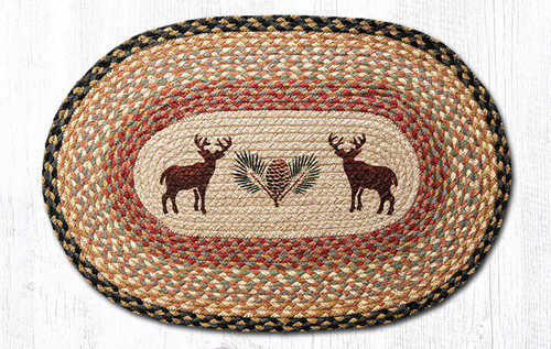 Earth Rugs OP-57 Deer / Pinecone Oval Patch 20" x 30" Main image
