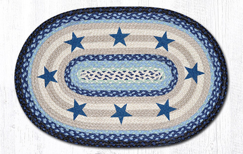 Earth Rugs OP-312 Blue Stars Oval Patch 20" x 30" Main image