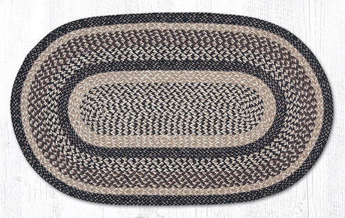 Earth Rugs C 9-93 Black + Tan Oval Braided Rug 27" x 45" Main image