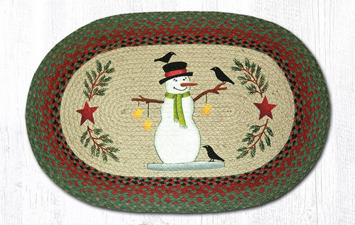 Earth Rugs OP-25 Snowman with Crow Oval Patch 20" x 30" Main image