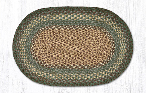 Earth Rugs C-13 Dark Green Oval Braided Rug 20" x 30" Main image