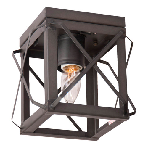 Irvin's Country Tinware Single Ceiling Light with Folded Bars in Kettle Black Main image