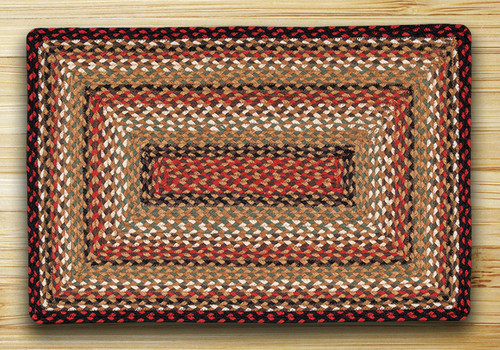 Earth Rugs RC-319 Burgundy / Mustard / Ivory Rectangle Braided Rug 4 x 6 Feet Main image