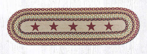 Earth Rugs OP-357 Burgundy Stars Oval Patch Runner 13" x 48" Main image