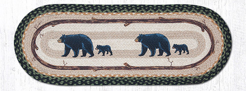 Earth Rugs OP-116 Mama & Baby Bear Oval Patch Runner 13" x 36" Main image