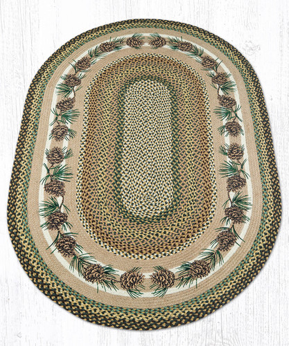 Earth Rugs OP-51 Needles & Cones Oval Patch 20" x 30" Main image