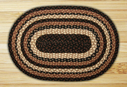 Earth Rugs C-313 Mocha / Frappuccino Oval Braided Rug 6 Feet x 9 Feet Main image