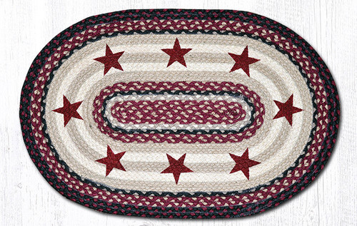 Earth Rugs OP-344 Burgundy Stars Oval Patch 20" x 30" Main image