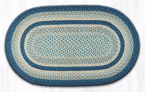 Earth Rugs C-362 Breezy Blue / Taupe / Ivory Oval Braided Rug 27" x 45" Main image