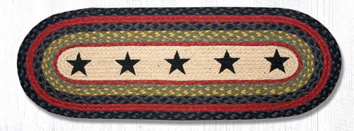 Earth Rugs OP-238 Black Stars Oval Patch Runner 13" x 36" Main image