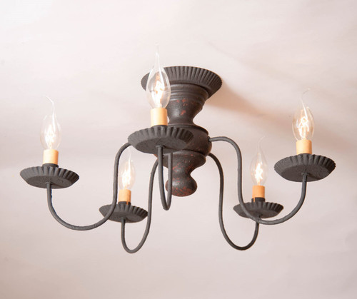 Irvin's Country Tinware Thorndale Ceiling Light in Hartford Black over Red Additional image