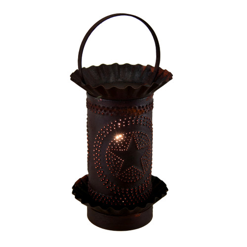 Rustic Tin Finished Metal Star Punched Mini Tart Warmer Lamp Main image