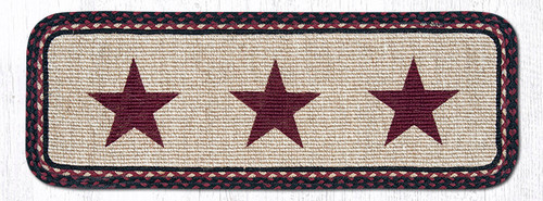 Earth Rugs WW-344 Burgundy Star Wicker Weave Table Runner 13" x 36" Main image