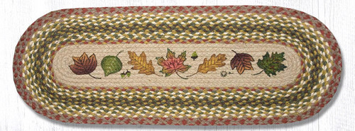 Earth Rugs OP-24 Autumn Leaves Oval Patch Runner 13" x 36" Main image