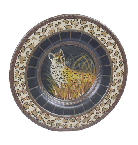 15 Inch Diameter Hand Painted Cheetah Decorative Plate Main image