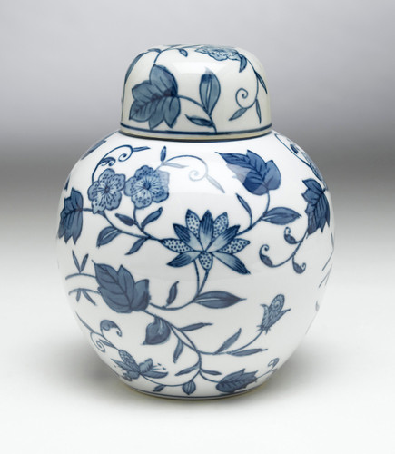 AA Importing 59767 Blue And White Round Jar With Lid Main image