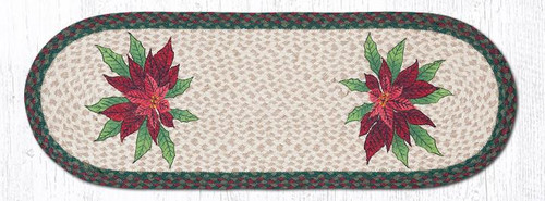 Earth Rugs OP-508 Poinsettia Oval Patch Runner 13" x 36" Main image