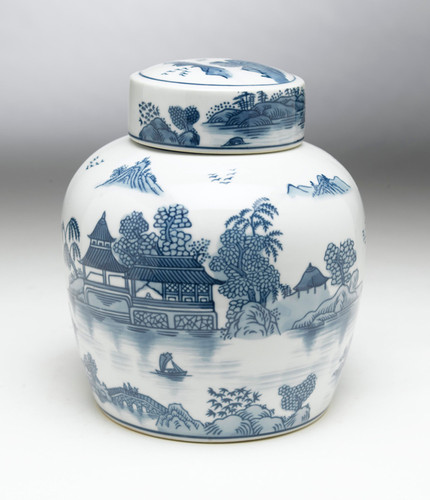 AA Importing 59748 9 Inch Blue & White Ginger Jar Main image