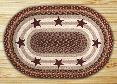 Earth Rugs OP-357 Burgundy Stars Oval Patch 5 Feet x 8 Feet Main image