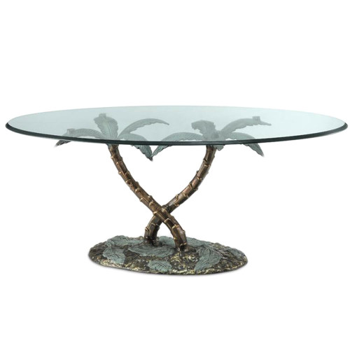 Cast Aluminum Palm Tree Glass Top Coffee Table Main image
