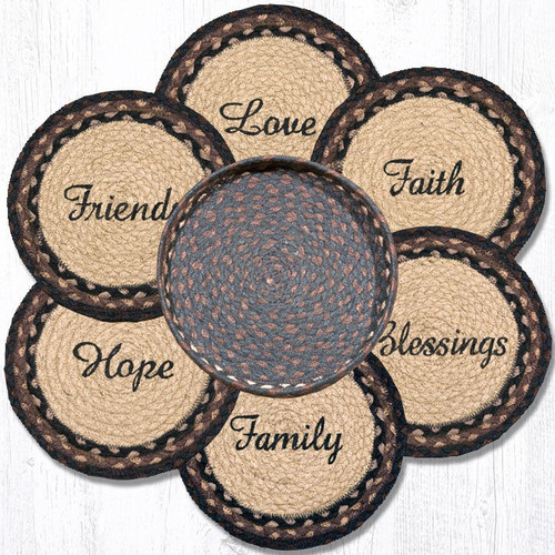 Earth Rugs TNB-313 Blessings Trivets in a Basket 10" x 10" Main image