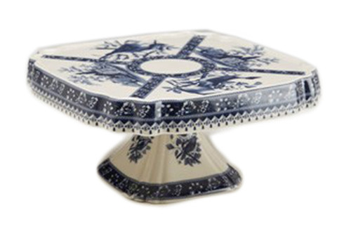 8 1/4 Inch Diameter Blue And White Cake Plate Main image