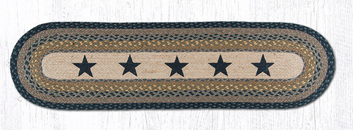 Earth Rugs OP-99 Black Stars Oval Patch Runner 13" x 48" Main image