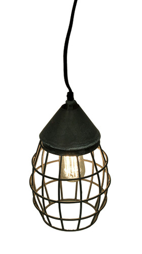 Small Farmhouse Wire Cage Light Pendant in Weathered Zinc Main image