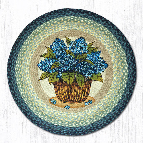 Earth Rugs RP-362 Blue Hydrangea Round Patch 27" x 27" Main image
