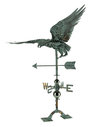 Verdigris Patina Metal Flying Eagle Weather Vane with Roof Mount Main image