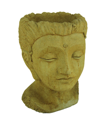 Designer Stone Harvest Yellow Jaipur Queen Head Concrete Planter Main image