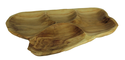 Natural Fir Tree Root 4-Section Snack Serving Tray Main image