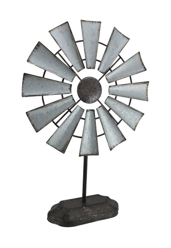 Scratch & Dent Distressed Galvanized Finish Metal Tabletop Windmill Sculpture Main image