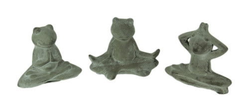 Scratch & Dent 3 Piece Distressed Stone Meditating Yoga Frog Statue Set Main image