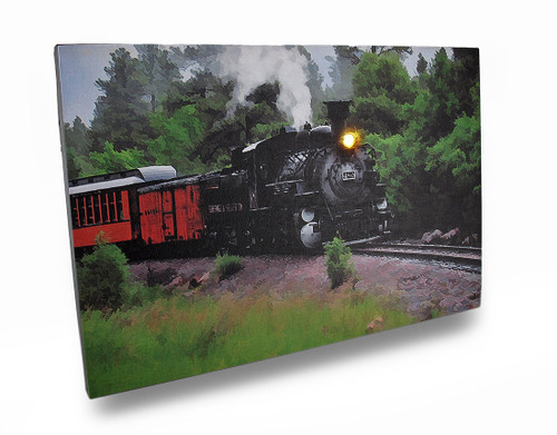 Scratch & Dent Flickering LED Steam Engine Train Scene Canvas Wall Hanging Main image