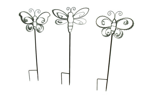 Corrugated Metal Ribbon Butterfly Garden Stakes Set of 3 Main image