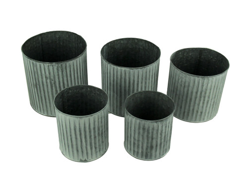 Textured Grey Washed Metal Decorative Storage Cans Set of 5 Main image
