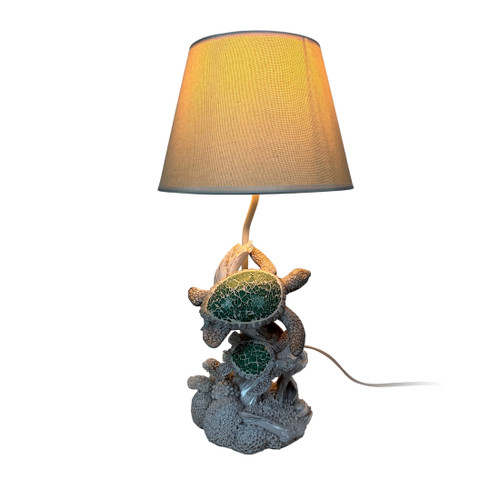 Mosaic Swimming Sea Turtles Coastal Sea Life Table Lamp Set of 2 Additional image