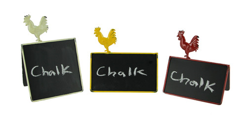 Rustic Metal Rooster Double Sided Folding Chalkboard Sign Set of 3 Main image