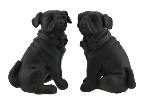 Adorable Brown Enamel Finish Pug Dog Bookends Set of 2 Main image