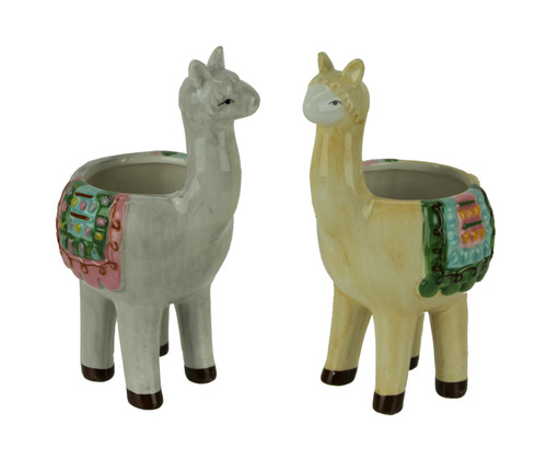 Colorful Festive Llama Love Decorative Planters Set of 2 Small Main image