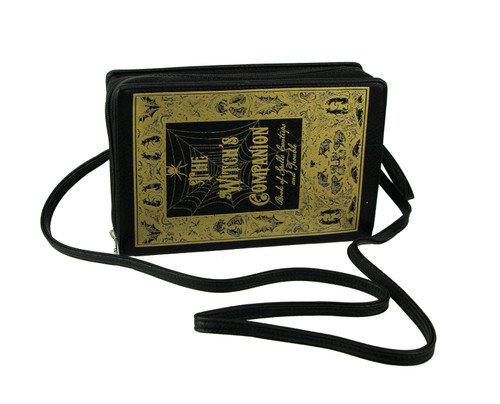 Black and Gold Witch's Companion Book Crossbody Purse Main image