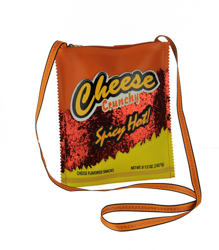 Orange and Yellow Glittery Cheese Crunch Crossbody Bag Small Main image