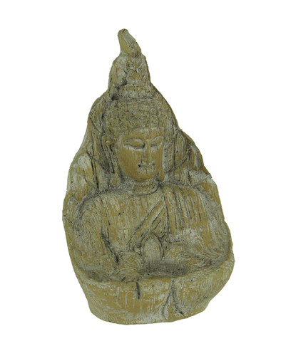 Ancient Stone Finish Buddha Indoor/Outdoor Tealight Candle Holder Statue Main image
