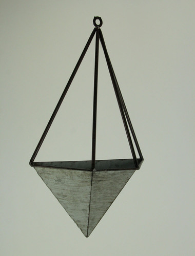 Galvanized Metal Diamond Shaped Angular Hanging Planters Set of 2 Additional image