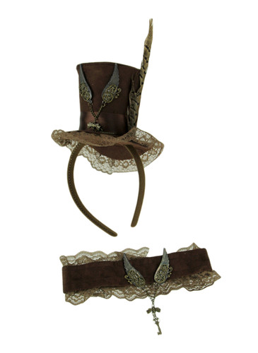 Steampunk Key and Wings Mini Top Hat and Choker Costume Set Main image