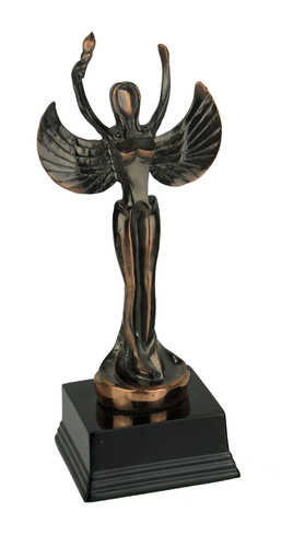 Polished Bronze Finish Abstract Angel Holding Torch Light Statue Main image