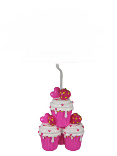 Adorable Hot Pink Strawberry Cupcake Table Lamp Base Main image