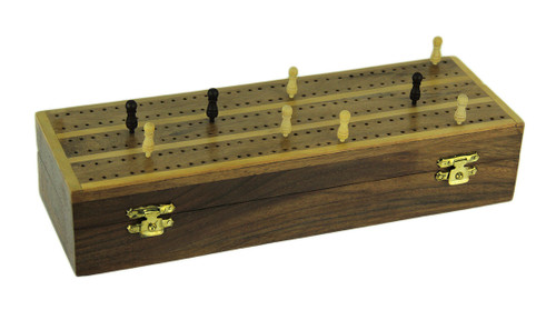 Classic Hinged Wood Cribbage Board with 9 Pegs Included Main image